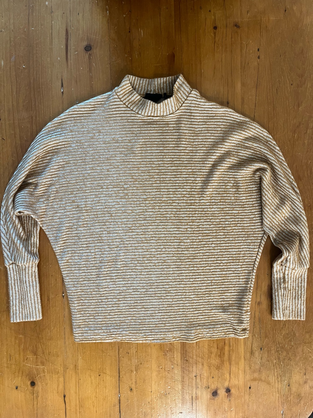Urban Outfitters Out From Under Mock Neck Dolman Sleeve Mustard Stripe Shirt